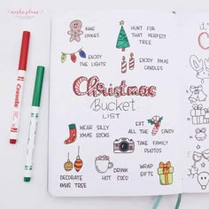 Want to bring Christmas to your Bullet Journal? Here is everything for you to successfully do so! Christmas Bullet Journal page ideas, doodle tutorials, Christmas stationery and inspiration for monthly Bullet Journal Christmas theme. #mashaplans #christmas #bujoideas #holidaybujo #bulletjournal #bulletjournaljunkies Bullet Journal 2020, Christmas Bucket List, Christmas Bucket