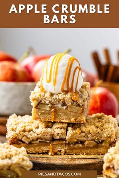 Want apple crumble on the go? These Apple Crumble Bars are delicious and easy to take with you. They feature a shortbread crust, a spiced apple filling, and are topped with a shortbread crumble that is crunchy, chewy, and delectable. Shortbread Crumble, Brigadeiro Cake, Apple Crumble Bars, Fudge Ice Cream, Crumble Bars, Vegan Cupcakes