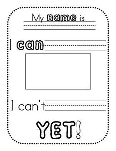 a printable worksheet with the words'my name is can i can't yet?