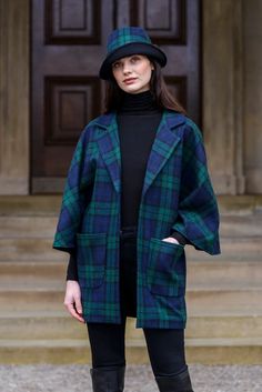 Ladies Tweed - Clodagh Hat - Black Watch - Made in Ireland Classic Winter Hats For Workwear, Curved Brim Hats For Fall Workwear, Workwear Fedora Hat For Fall, Fall Fedora Hat For Workwear, Chic Winter Workwear Hats, Curved Brim Winter Hat For Work, Elegant Hat, Lady Ann, Tartan Clothing