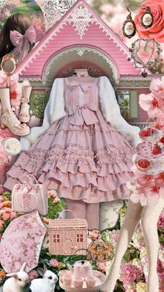 pink cottagecore #cottagecore #pink #outfitinspo #outfit #lolita #kawaii #picnic #aesthetic #dress #purse #accessories #shoes #bows #necklace #earrings #stockings #heart #cute #cottage #makeup #bunnys #coquette #picnic #teaparty #bows #dress #floral #soft Picnic Aesthetic Dress, Cottage Makeup, Kawaii Picnic, Coquette Picnic, Bows Dress, Cottagecore Pink, Pink Cottagecore, Picnic Aesthetic, Dress Purse