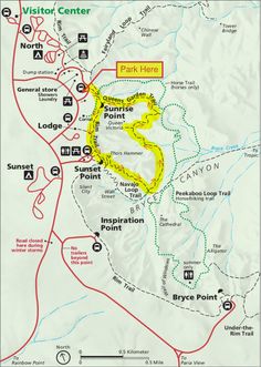 a map showing the location of parks and trails in park hero, cayon national park