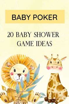 a baby shower game with two giraffes and a lion in the middle