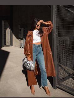 La Winter, Winter Mode Outfits, Chique Outfit, Looks Jeans, Neue Outfits, Looks Street Style, Brown Coat, Coat Outfits, Looks Chic