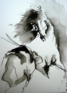 a black and white drawing of a horse