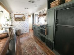 the interior of an rv is clean and ready to be used as a living room