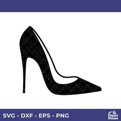 a high heeled shoe with the words svg dxf eps - png