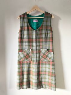 Vintage 60's mod style shift dress in plaid/tartan fabric. Really sweet colour way and in great condition. Best fit UK 10-12. Retro Plaid Dress, Vintage Cotton Plaid Dress, 60s Clothes, Retro Plaid Cotton Dress, Retro Plaid Mini Dress, 90’s Plaid Mini Dress, 60s Fashion Dresses, 60's Mod, 60’s Fashion