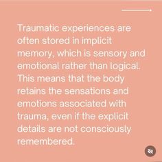 Traumatic experiences are often stored in implicit memory, which is sensory and emotional rather than logical. This means that the body retains the sensations and emotions associated with trauma, even if the explicit details are not consciously remembered. Implicit Memory, Positive Responses, Neural Pathways, Old Patterns, Emotional Freedom Technique (eft), Emotional Freedom Technique, Emotional Freedom, Emotional Resilience, The Nervous System