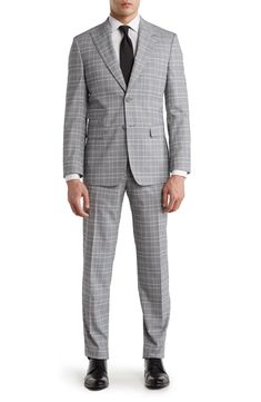 English Laundry Plaid Two Button Peak Lapel Trim Fit Suit | Nordstromrack Lapel Jacket, Clean Slate, Plaid Suit, Peak Lapel, Fitted Suit, Suit Separates, Welt Pockets, Welt Pocket, Blazer Suit