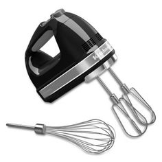 an electric hand mixer and whisk attachment on a white background with clippings