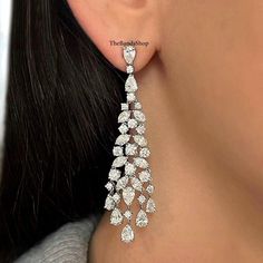 Multi Shape Lab Grown Diamond Earrings, Chandelier Earrings, Dangle Drop Wedding Earrings Gift, 18k White Gold Earrings, Party Wear Earrings   ✹✹𝐖𝐞𝐥𝐜𝐨𝐦𝐞 𝐭𝐨 𝑻𝒉𝒆𝑩𝒂𝒏𝒅𝒔𝑺𝒉𝒐𝒑✹✹ ★ 𝑺𝒕𝒐𝒏𝒆𝒔 𝑫𝒆𝒕𝒂𝒊𝒍𝒔 ★ ● Stone Shape:- Pear Cut & Marquise Cut & Round Cut ● Stone Type:- Simulated Diamond, Moissanite, Lab-Diamond & Natural Diamond ● Stone Size:- 4x3 mm & 4x2 mm & 2.50 mm, 2 mm  ● Color:- DEF ● Clarity: VVS-VS ● Cut Grade: Excellent ● Making Process: Handmade - Crafted by our e Earrings Party Wear, Diamond Chandelier Earrings, Earrings Chandelier, Wedding Earrings Drop, White Gold Earrings, Platinum Metal, Design Jewelry, Marquise Cut, Earrings Dangle