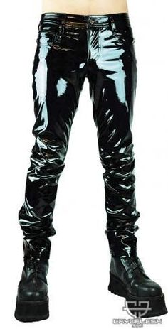 Office Goth, Pvc Pants, Male Pants, Tripp Pants, Cyberpunk Clothing, Cyberpunk Clothes, Dark Future, La Style, Black Pvc