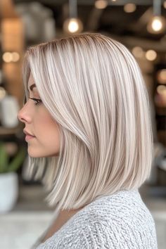 Long Bob Haircut Blonde, Blond Long Bob, Long Layered Bob Haircuts, Long Bob Haircut With Layers, Long Bob Blonde, Silver Hair Highlights, Long Layered Bob, Bob Cuts