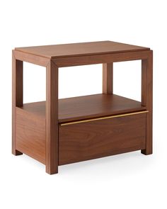 an end table with a drawer on the bottom and one drawer open to reveal something