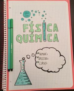 a notebook with writing on it and a pen in front of the page that says fisica quimica