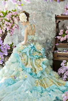 Stella de Libero . Dresses and mermaids Light Blue Wedding Dress, Ian Stuart, Michael Cinco, Light Blue Wedding, Blue Wedding Dresses, Princess Wedding Dresses, Colored Wedding Dresses, Beauty And Fashion, Gorgeous Gowns