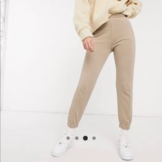 Brand New Fitted Joggers Sold Out Online Popular Taupe/Beige/Tan Color Beige High Waist Relaxed Fit Sweatpants, High Waist Beige Relaxed Fit Sweatpants, Beige High-waisted Sweatpants For Fall, High-waisted Beige Sweatpants For Fall, Beige Sweatpants For Fall Workwear, Spring Beige Relaxed Fit Joggers, Beige Stretch Full-length Sweatpants, Beige Full-length Sweatpants For Spring, High Waist Beige Sweatpants For Loungewear