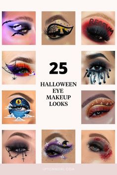 Pretty Halloween Eye Makeup, Quick Halloween Face Makeup, October Makeup Looks Simple, Halloween Inspired Eye Makeup, Halloween Themed Eye Makeup, Work Halloween Makeup Ideas, Friday The 13th Eye Makeup, Halloween Eye Shadow Look, Easy Glam Halloween Makeup