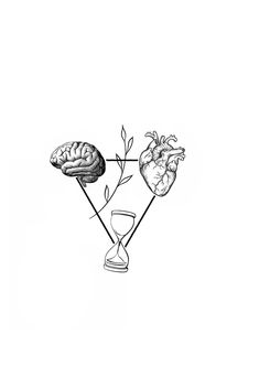 a black and white drawing of a martini glass with two brain images in it, one on top of the other