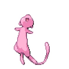 a pink cat sitting on its hind legs in front of a white background with the letter j