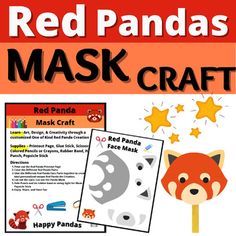 a red panda mask craft with the words happy panda on it and an image of a fox