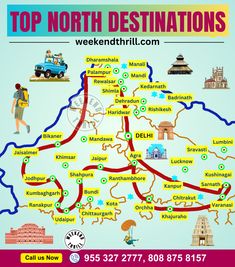 the top north destinations map is shown