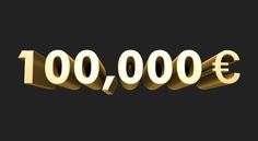 the word $ 100, 000 is shown in gold letters on a black background with an arrow