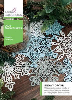 the snowflakes pattern is on display in front of pine cones and evergreen branches