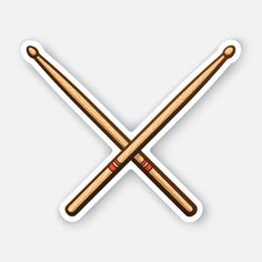 two crossed baseball bats sticker on a white background with shadow and space for text