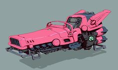 the pink car is being worked on by an artist in 3dsquatche