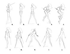 sketches of female body shapes in various poses