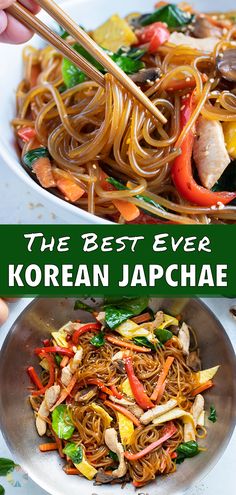 the best ever korean japanese noodles with chicken and vegetables