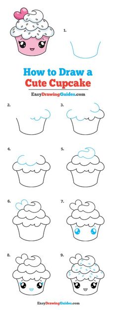 how to draw a cute cupcake with easy step by step instructions for kids and beginners