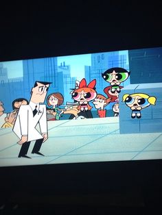 cartoon characters are shown on the screen in an animated scene from the television show powerpuins