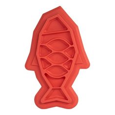 an orange plastic fish shaped ice tray