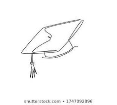 a black and white line drawing of a graduation cap with a tassel hanging from it