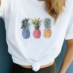 Women Pineapple Fruit Print (Bfl)Tee Top Graphic T Shirt Size In Cm Bust Shoulder Waist Length S 92 50 92 65 M 96 52 96 67 L 102 53 102 69 Xl 108 54 108 71 Xxl 114 55 114 73 Xxxl 120 57 120 76 White T-shirt With Fruit Design For Spring, Cute Fruit Print T-shirt, White Casual Top With Fruit Design, Casual White Tops With Fruit Design, Casual White Top With Fruit Design, White Summer Tops With Fruit Print, Summer White Tops With Fruit Print, White Summer Fruit Print Top, Trendy White T-shirt For Brunch