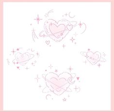 some pink hearts and stars on a white background