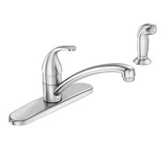 a kitchen faucet with two handles on each side