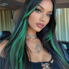 Super Cute And Stylish Ships In 5-10 Business Days Dramatic Hair Color, Black And Green Hair, Dramatic Hair Colors, Exotic Hair Color, Exotic Hair, Holographic Hair, Hair Long Straight, Best Hair Dye, Vivid Hair