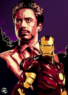 the iron man and tony starke are in color