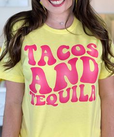 Introducing our "Tacos And Tequila" Bella Canvas Tee, the perfect shirt for anyone who loves to indulge in the delicious pairing of tacos and tequila! Available in sizes S to 4XL, this tee is your go-to choice for trips to your favorite Mexican restaurant, festive Cinco De Mayo celebrations, or any occasion where tacos and tequila are on the menu. Bride Workout, Black Friday Shirts, Tacos And Tequila, Fall Football, Rain Gear, On The Menu, Bella Canvas Tees, Mexican Restaurant, Girl Mom