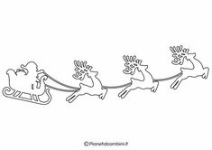 santa's sleigh with reindeers coloring page