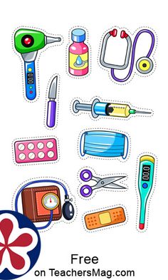 an assortment of medical items cut out on a white background