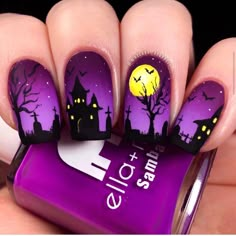 Ongles Halloween, Halloween Nail Art Easy, Halloween Manicure, Halloween Nails Easy, Nail Art Halloween, Cute Halloween Nails