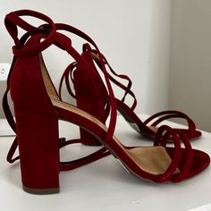 Nwt This Sandal Goes With Everything And Super Comfortable. Size 5.5 Dark Red High Heels, Maroon High Heels, Blue Strappy Heels, Senior Hoco, Bow High Heels, Velvet Sandals, Gold High Heels, Lace Up High Heels, Leather Gladiator Sandals