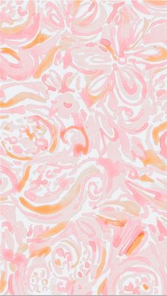 an abstract painting with pink, yellow and orange colors on white paper that looks like it has