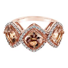 Le Vian® Ring featuring 2 cts. Peach Morganite™, 1/3 cts. Vanilla Diamonds® set in 14K Strawberry Gold® Levian Rings, Levian Jewelry, Peach Morganite, Rose Gold Morganite, Gold For Sale, Le Vian, Fine Ring, 3 Carat, White Diamonds