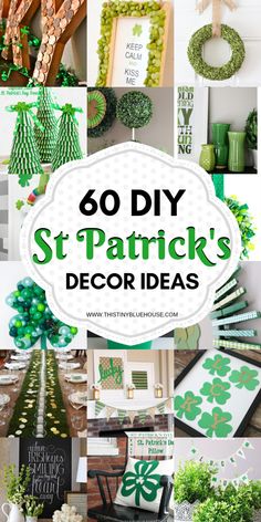 st patrick's day decor ideas with shamrocks and green decorations on the table